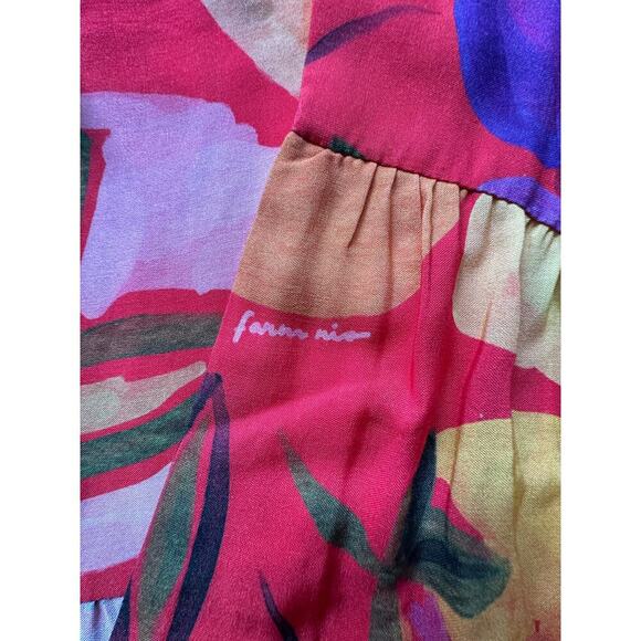 FARM RIO Multicolor Floral Maxi Button Front High Low Ruffle Dress Women's Small - Picture 7 of 9